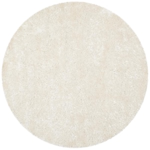 New Orleans Shag Off White 5 ft. x 5 ft. Round Solid Area Rug