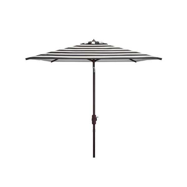SAFAVIEH Iris 7.5 ft. Aluminum Market Tilt Patio Umbrella in Black/White
