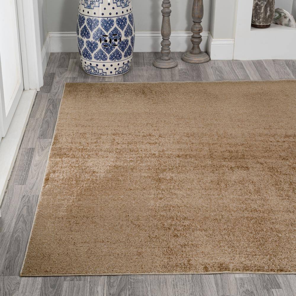 Brown Synthetic 4' x 6' Washable Reversible Area Rug