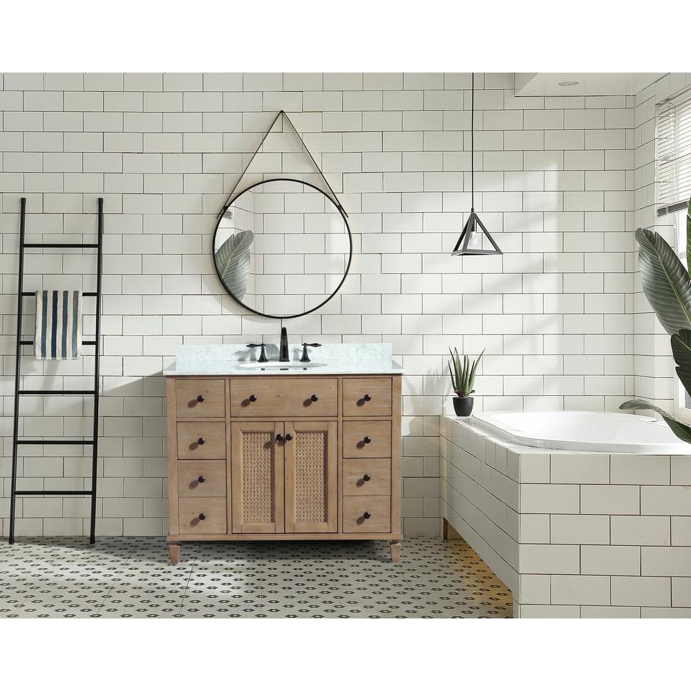 Annie 42" Weathered Fir Bathroom Vanity with Marble Countertop