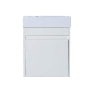 Wall-Mounted 18.11 in. W x 10.23 in. D x 22.83 in. H. Bath Vanity in White with White Resin Top with White Basin