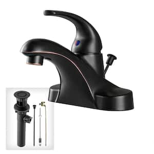 4 in. Centerset Single-Handle Mid Arc Bathroom Sink Faucet with Drain Kit Included in Oil Rubbed Bronze
