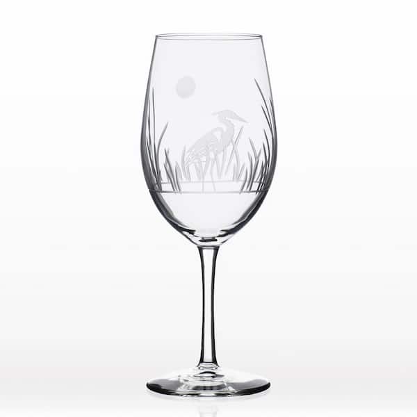 Sandpiper Frosted and Etched 18 oz. Wine Glasses