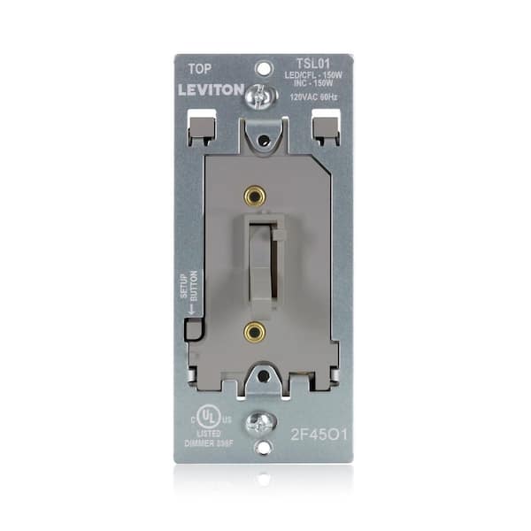 Toggle Slide LED Advanced Dimmer Switch for LED and Incandescent Bulbs, 150-Watt Single Pole or 3-Way, Gray TSL01-10G