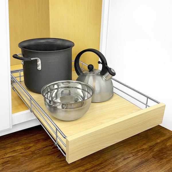 Slide Out Cabinet Organizer - Pull Out Under Cabinet Sliding Shelf - 11 in.  Wide x 21 in. Deep - Chrome