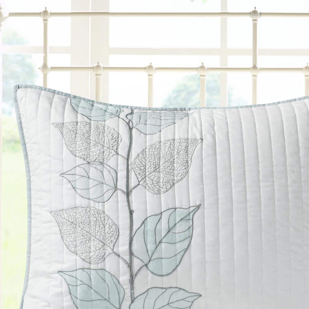 Organic Blue Microfiber Reversible King Quilt Set