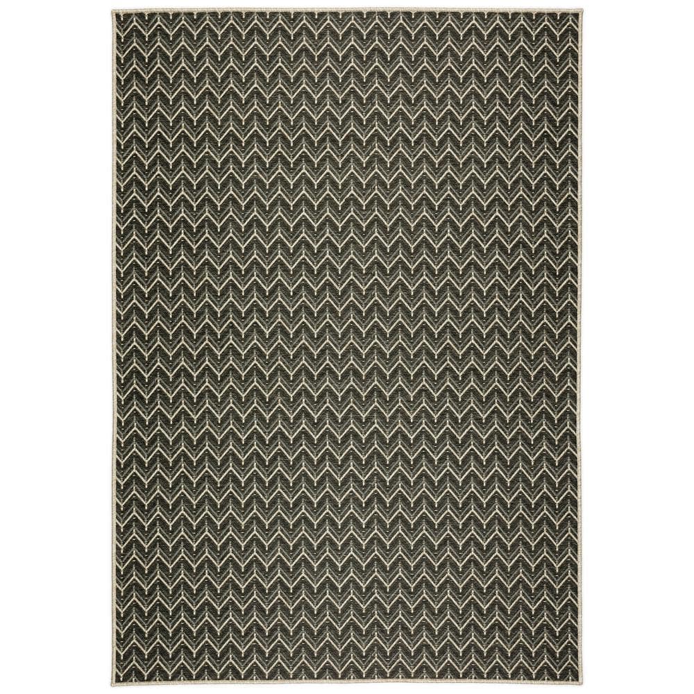 Charcoal Gray Geometric Flat Woven 8' x 10' Area Rug