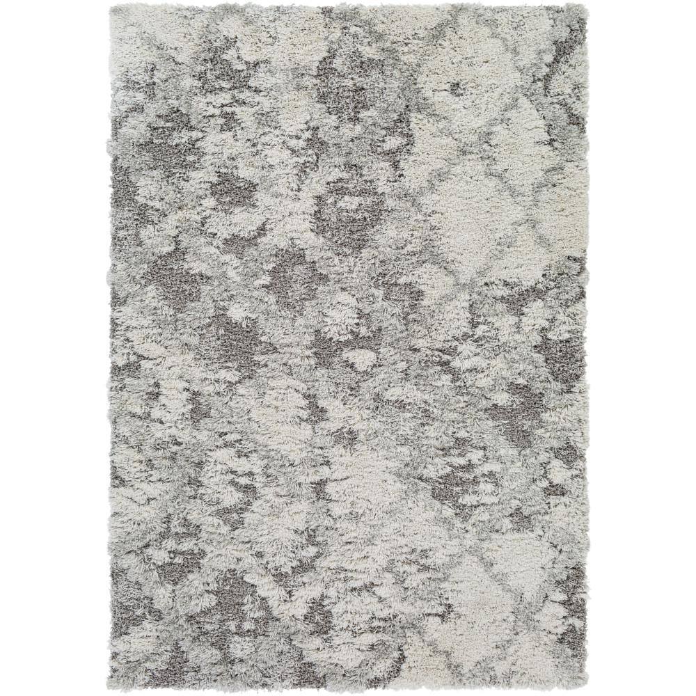 Gray Rectangular Shag Rug with Geometric Pattern
