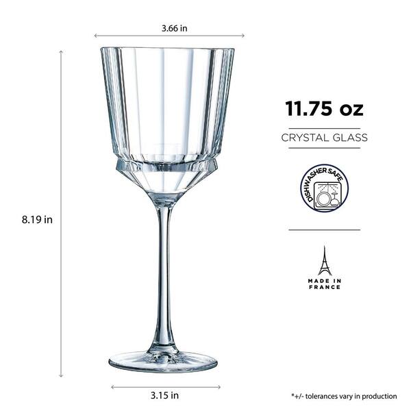 Elegant Crystal Straight Edge Design - Set of 4 Wine Glasses