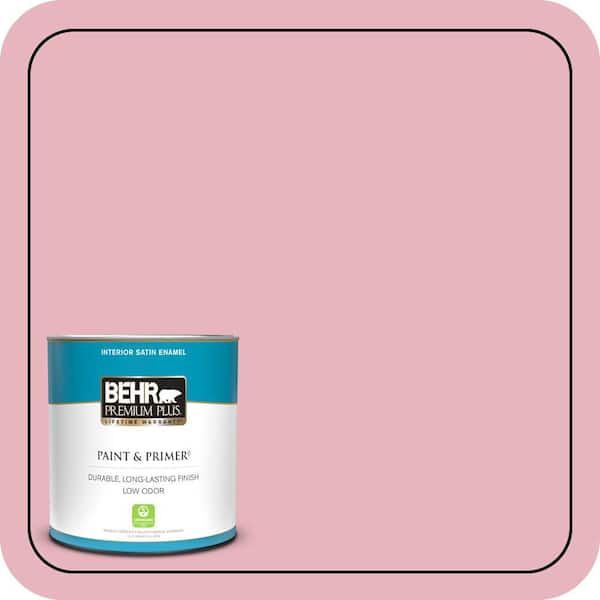 BEHR PREMIUM PLUS 1 qt. #110C-2 Colonial Rose Satin Enamel Low Odor Interior Paint & Primer