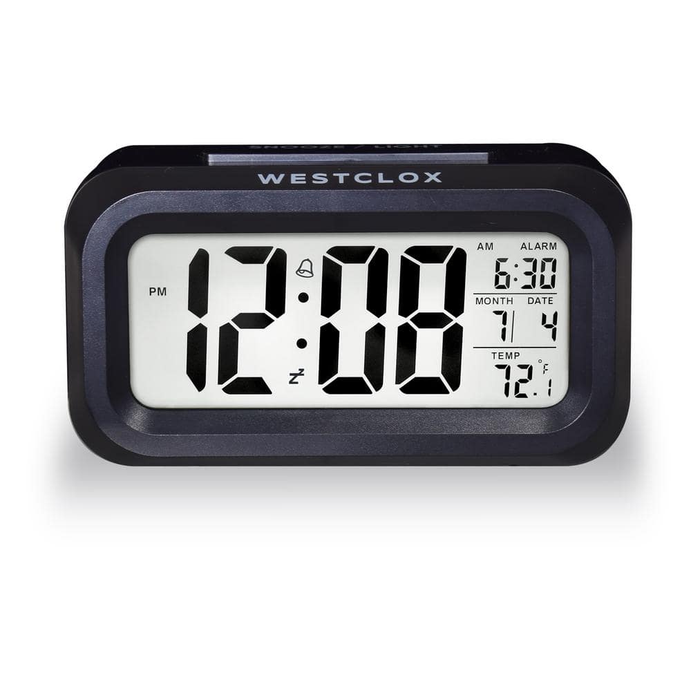 Black Digital Alarm Clock with LED Backlight and Calendar Display