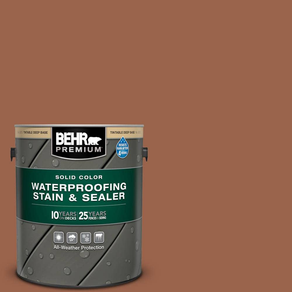 Behr Premium 1 Gal Sc 122 Redwood Naturaltone Solid Color Waterproofing Exterior Wood Stain And Sealer 501301 The Home Depot