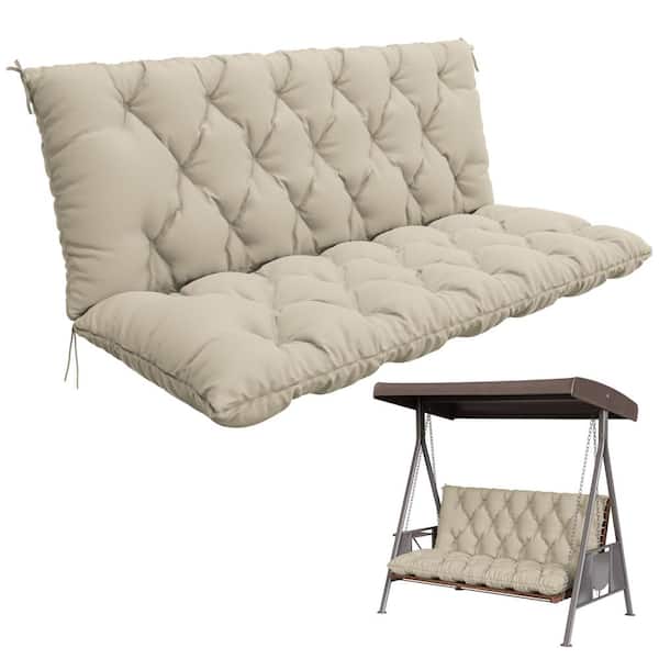 60 in. x 40 in. 2-3 Seater Patio Contoured Replacement Bench Cushion Outdoor Porch Swing Cushion Cream
