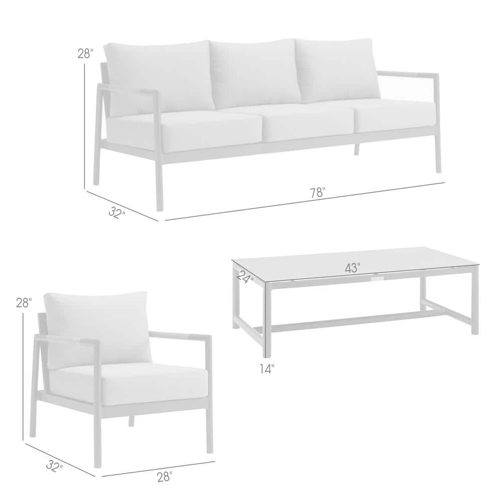 Crown Black Aluminum and Teak Wood Outdoor Coffee Table