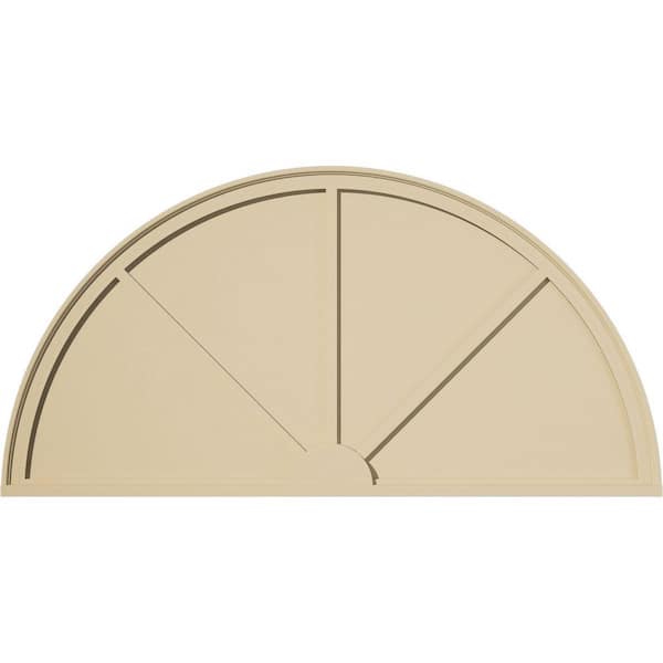 60-in. W x 30-in. H x 2-in. P Half Round 3 Spoke Signature Urethane Pediment, Primed Tan