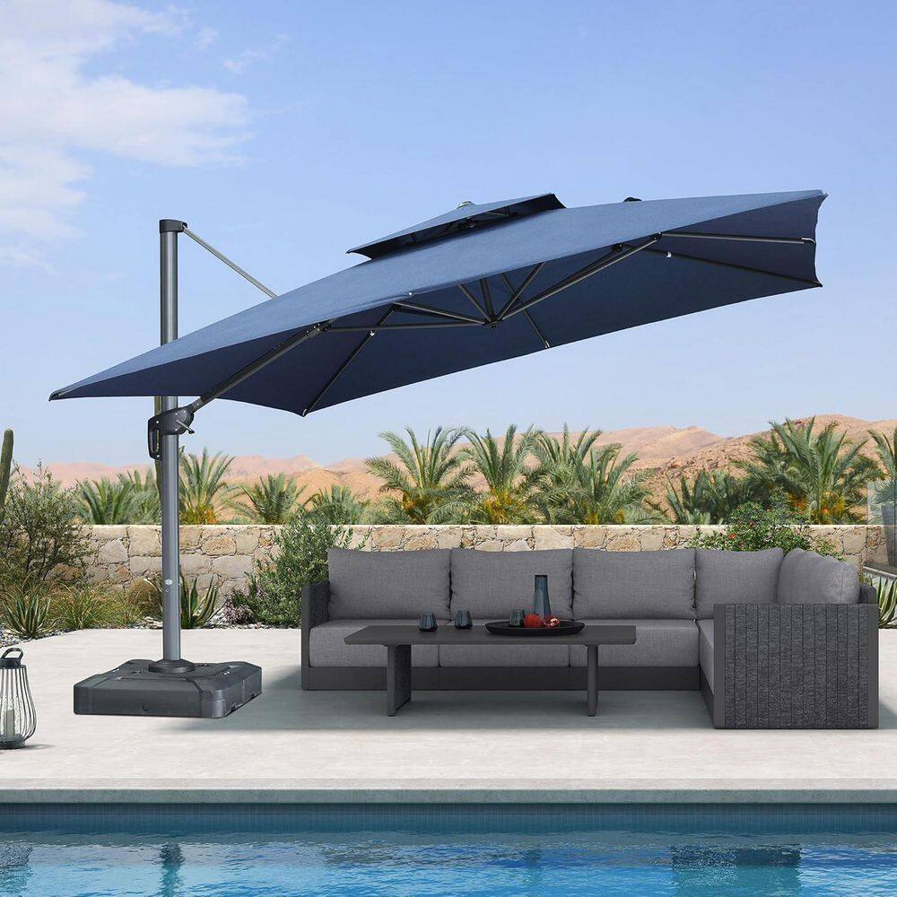 PURPLE LEAF 12 ft. Square Sunbrella Double Top Outdoor Aluminum 360 ...