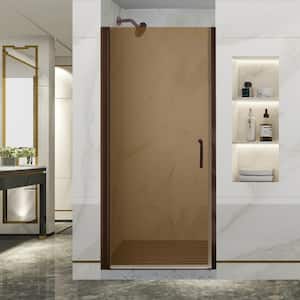 32-33.5 in.W x 72 in.H Pivot Swing Frameless Shower Door with 1/4 in. Amber Glass and Oil-Rubbed Bronze Finish