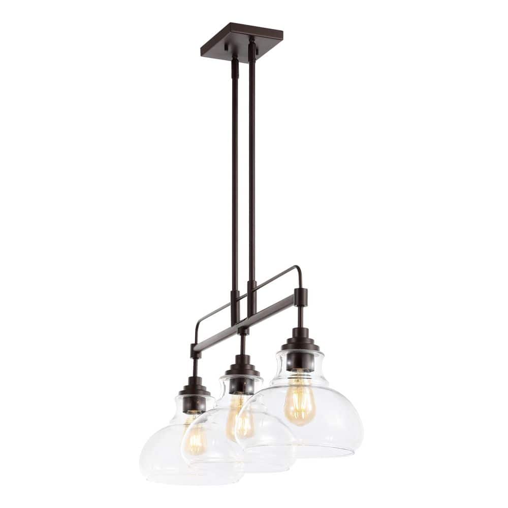 Marlowe 32.5" Oil-Rubbed Bronze 3-Light Industrial Farmhouse LED Pendant