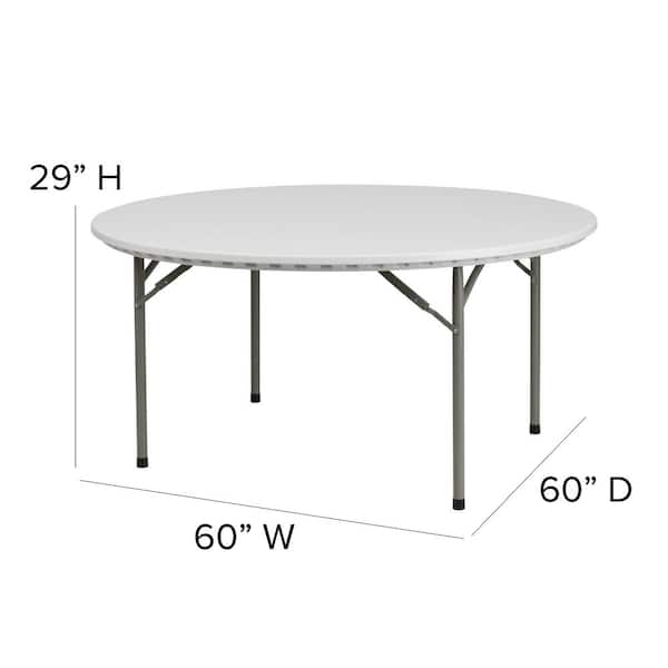 60 In Granite White Plastic Tabletop Metal Frame Folding Table Cga Rb 5462 Gr Hd 60 In Granite White Plastic Tabletop, Round Plastic Folding Table Home Depot