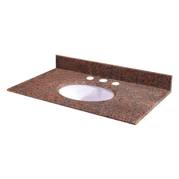 Pegasus 31 in. W Granite Vanity Top in Terra Cotta with White Bowl and 8 in. Faucet Spread