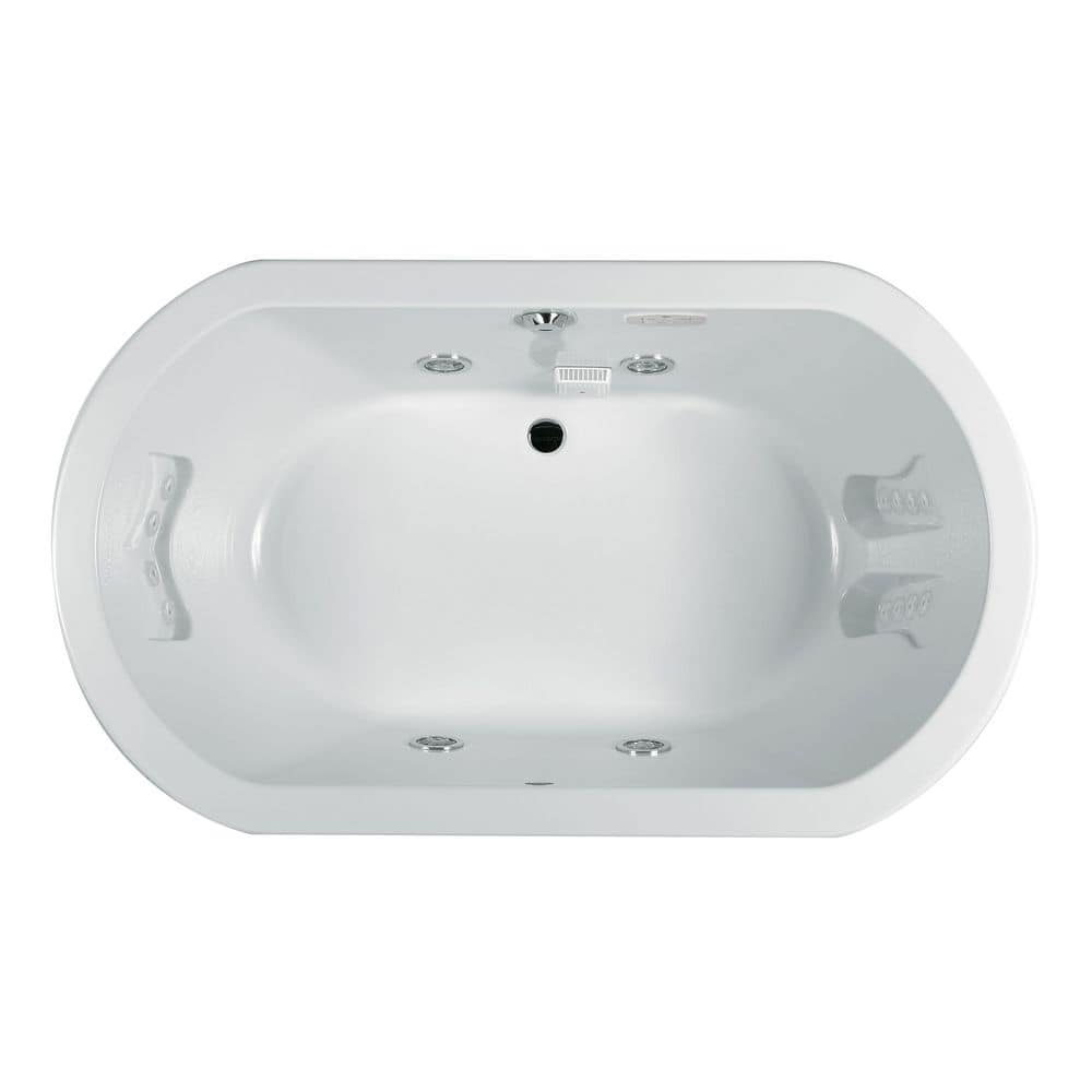JACUZZI ANZA 66 in. x 36 in. Acrylic Oval Drop-in Center Drain