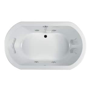 ANZA 66 in. x 36 in. Acrylic Oval Drop-in Center Drain Whirlpool Bathtub Chroma in White