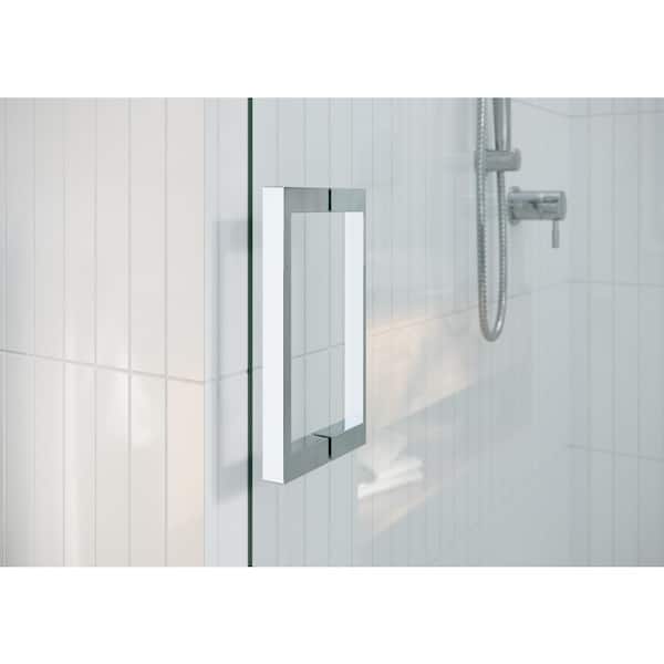 Astro 48 in. W x 78 in. H Sliding Frameless Shower Door with Square Hardware in Chrome with Clear Glass