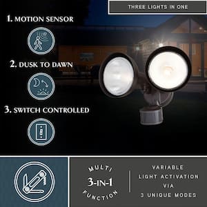 Bronze Motion Sensor Dusk to Dawn Outdoor Security Flood Light - 240-Degree Range - 85 ft.