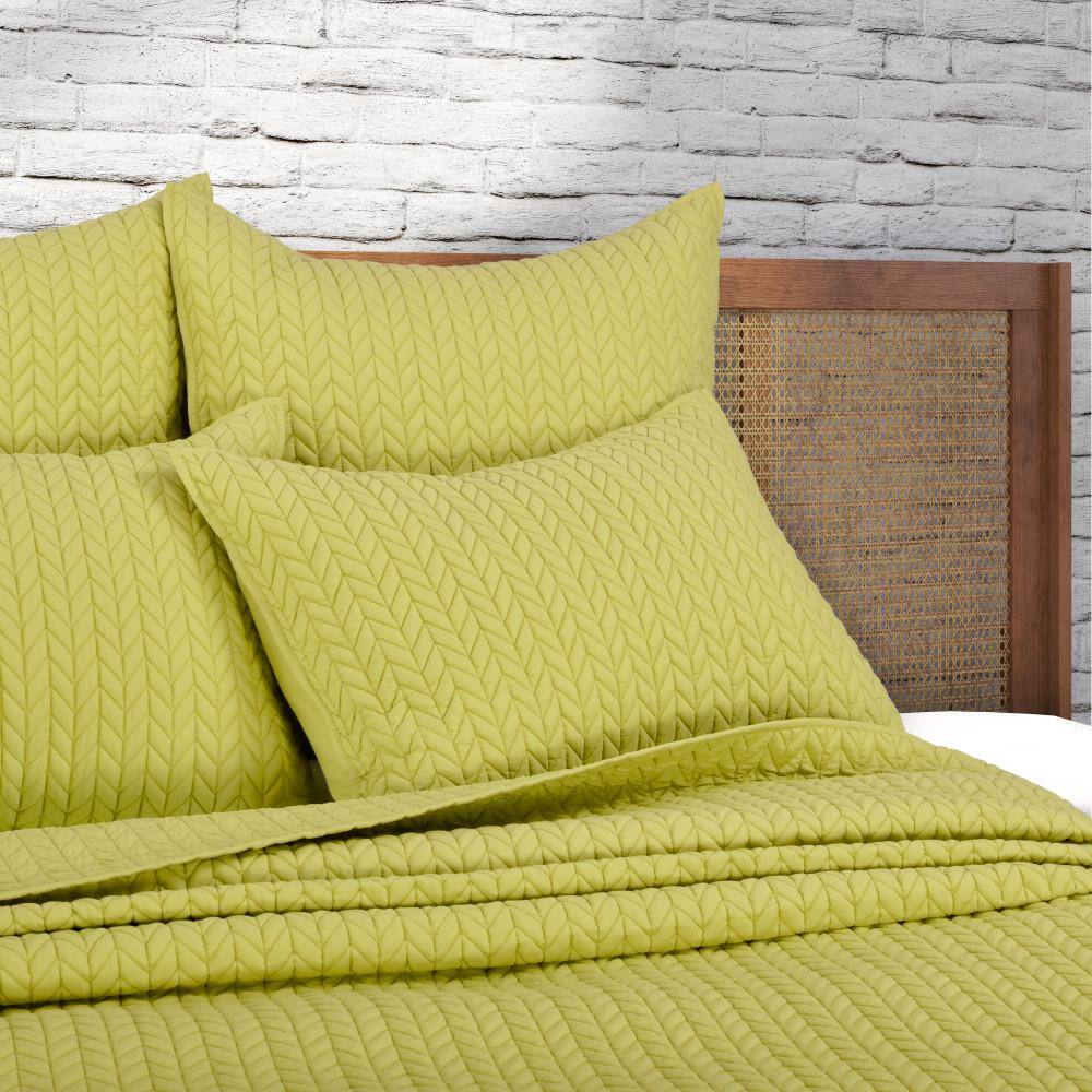 Chartreuse Polyester King Quilted Pillow Sham