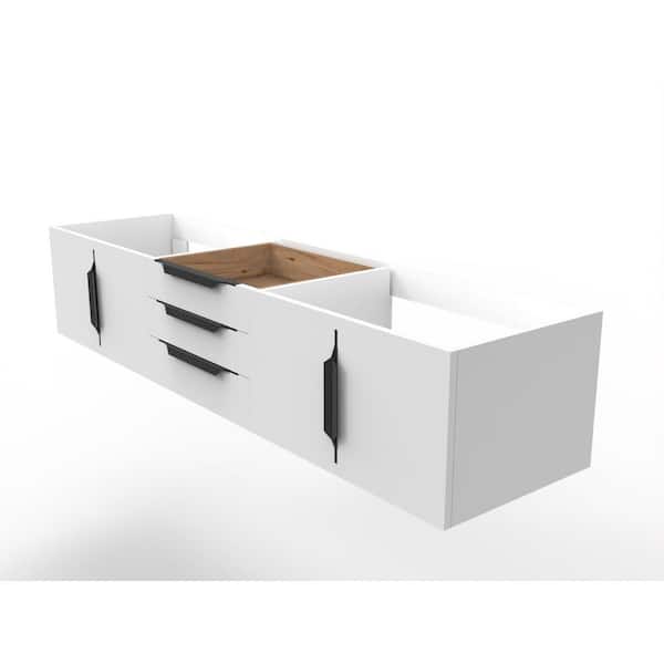 castellousa Alpine 71.75 in. W x 18.75 in. D x 14.25 in. H Bath Vanity Cabinet without Top in Matte White with Black Trim