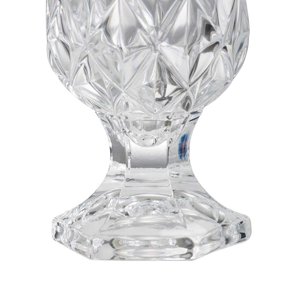 Clear Glass Diamond Pattern Lidded Drink Dispenser with Polished Silver Accents