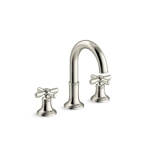 KOHLER Paces 8 in. Widespread Double Handle Bathroom Faucet with Cross Handles in Vibrant Polished Nickel