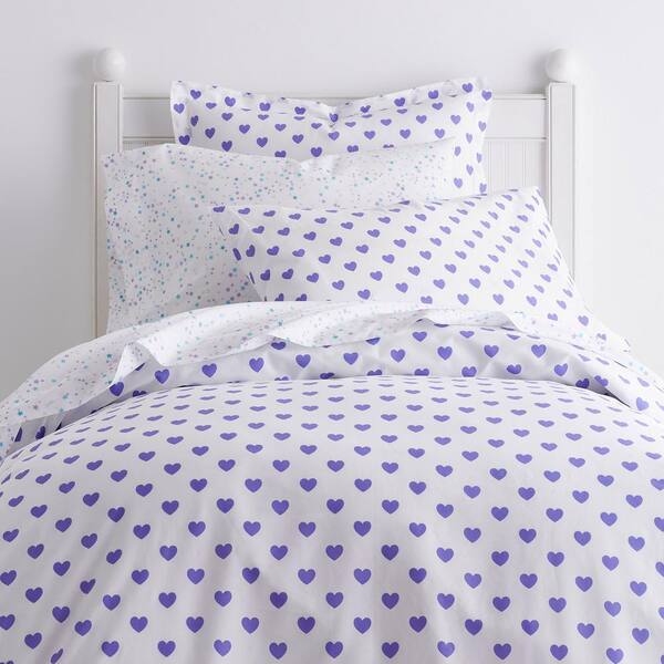 Cstudio Home by The Company Store Sweetheart Purple Cotton Percale Queen Duvet Cover