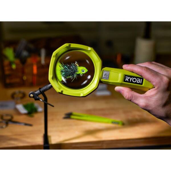 RYOBI USB Lithium 200 Lumens Magnifying Light Kit w/ 2.0 Ah Battery, Charging Cable, & USB Lithium 3.0 Ah Batteries (2-Pack)