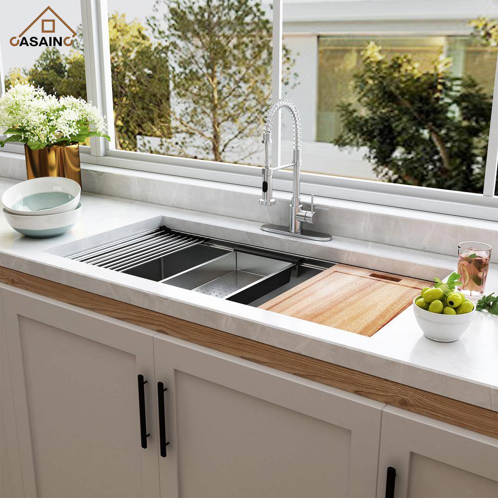 36" Stainless Steel Undermount Kitchen Sink with Accessories