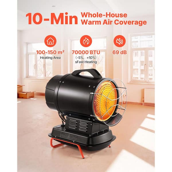 灯油ヒーター ブラック (Kerosene Heater black) VEVOR 1 Piece 70000 BTU, Black, for Workshop Construction Heating