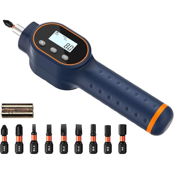 Digital Torque Screwdriver 1/4 in. Shank, 10-Bits, Black LED Display, Buzzer, 999-Data Memory, 7–70 in. lbs. for Repair