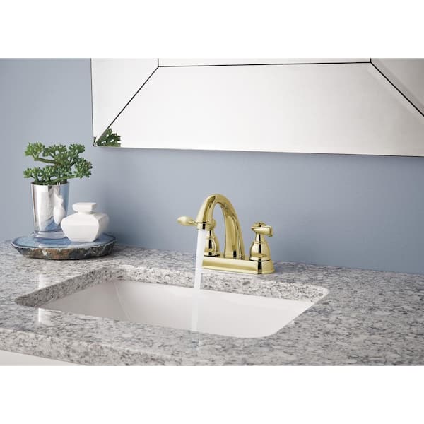 Windemere 4 in. Centerset 2-Handle Bathroom Faucet in Polished Brass