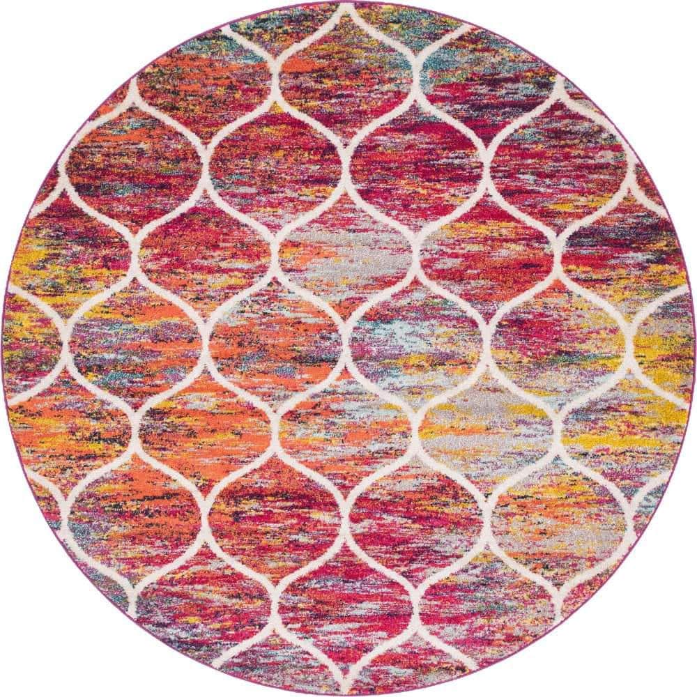 Trellis Frieze Rounded Multi 7 ft. x 7 ft. Area Rug price history on PriceWatchPro