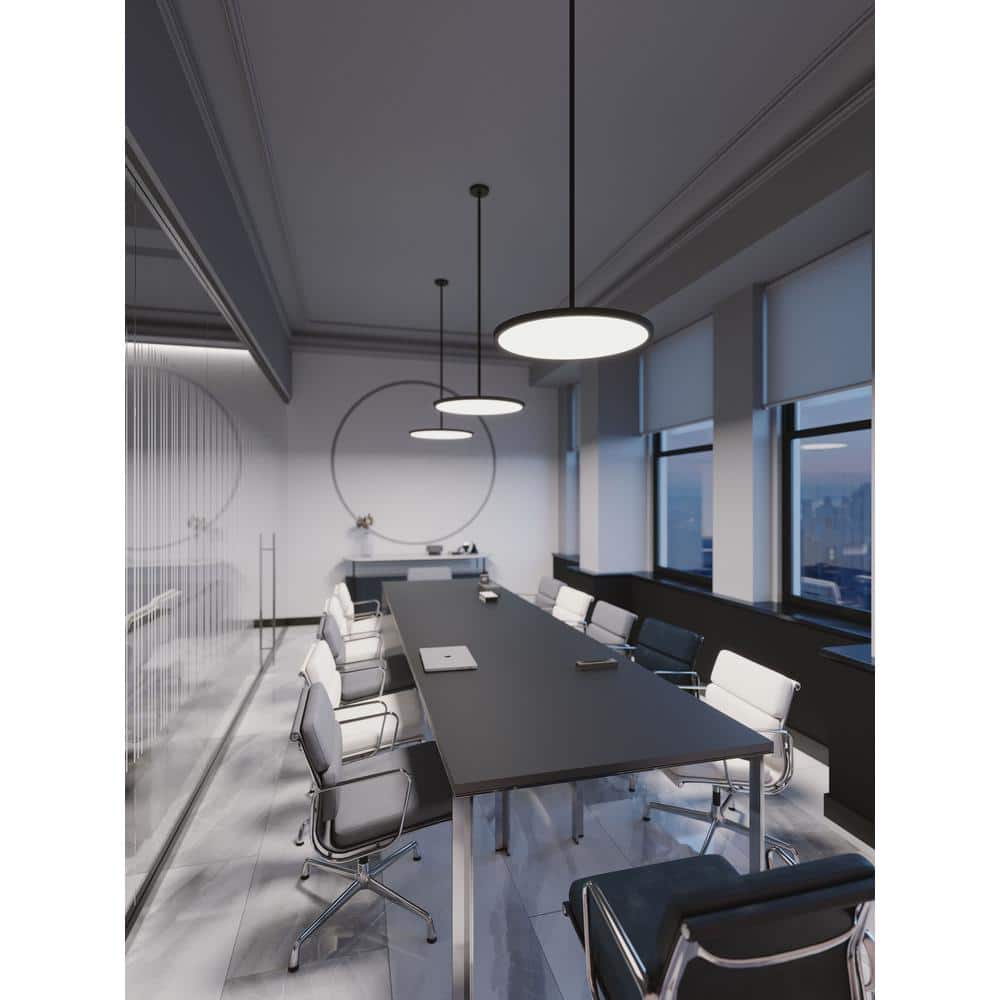 Edge 16'' Black Aluminum LED Round Pendant Light