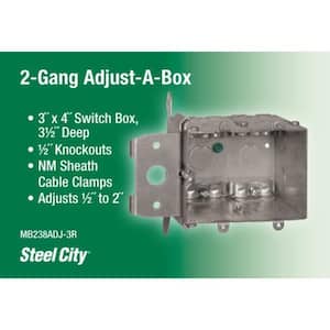 2-Gang 38 cu. in. New Work Metallic Adjustable Electrical Wall Box