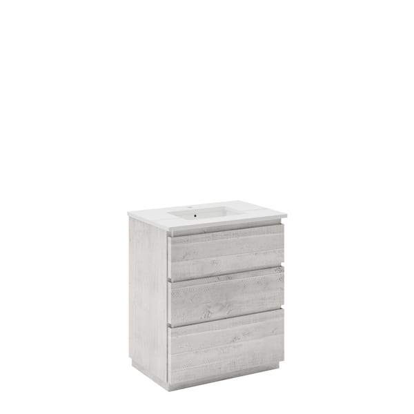 Fresca Formosa 30 in. Single Sink Freestanding Rustic White Bath Vanity with White Quartz Top and Undermount Ceramic Sink