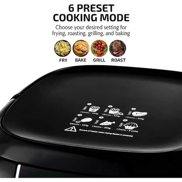 OVENTE 3.2 Qt. Black Air Fryer Grill Pan and Non-Stick Frying