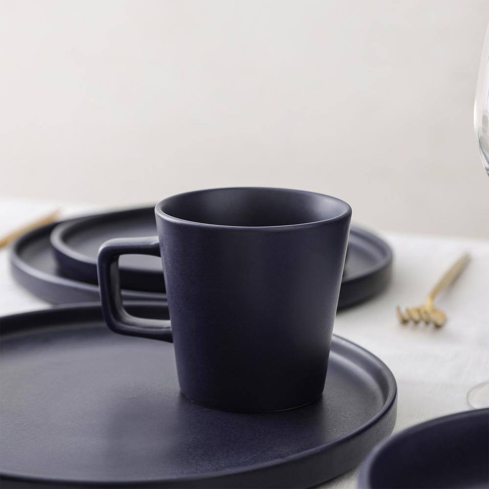 Dark Blue Ceramic Minimalist 16-Piece Mug Set