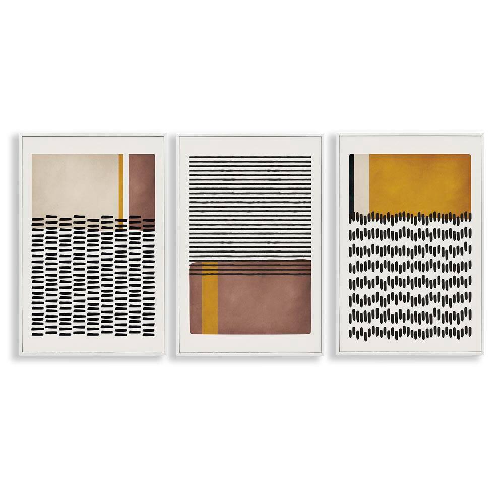 Natural Lines Pattern Abstract by JJ Design House, LLC. 3-Pieces White Framed Abstract Giclee Art Print 24 in. x 16 in. price history on PriceWatchPro