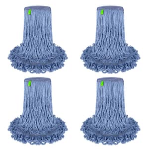 1.25 in. Loop End Commercial String Mop Blended Mop Head Replacement Refill 20 oz. Blue (4-Pack)