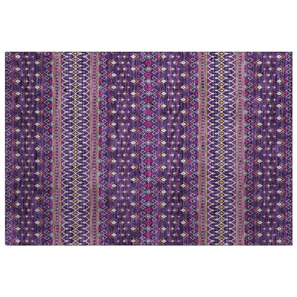 Dream Shag Premium Machine Washable Abstract ADS708 Purple 2 ft. x 3 ft. Accent Rug