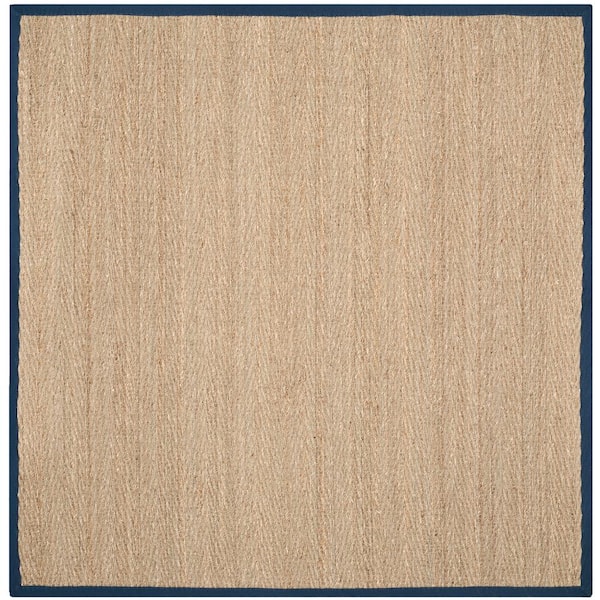 SAFAVIEH Natural Fiber Beige/Blue 6 ft. x 6 ft. Square Border Area Rug