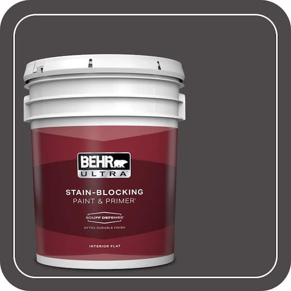 BEHR ULTRA 5 gal. #N530-7 Private Black Extra Durable Flat Interior Paint & Primer