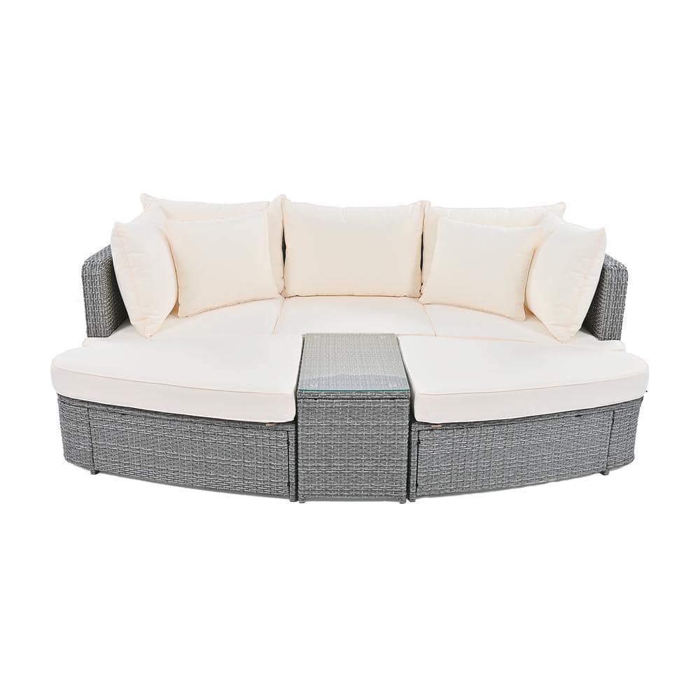 6-Piece PE Wicker Outdoor Conversation Sofa Sectional Set, Separate Seating